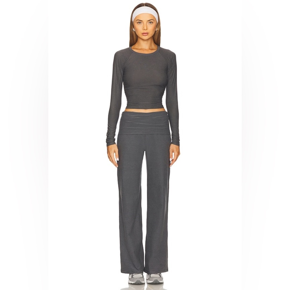 Beyond Yoga Women's Wide Leg Pants in Charcoal Gray